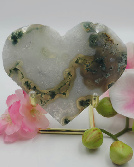 Moss agate heart