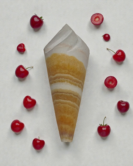 Banded calcite ice cream carving