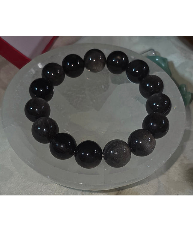 Silver sheen obsidian 12mm