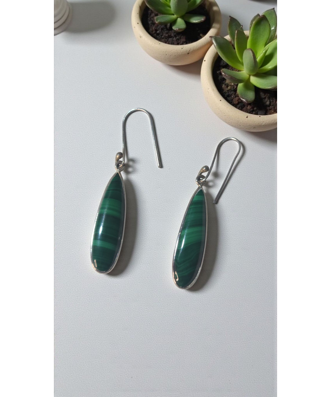Malachite sterling silver drop earrings