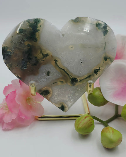 Moss agate heart