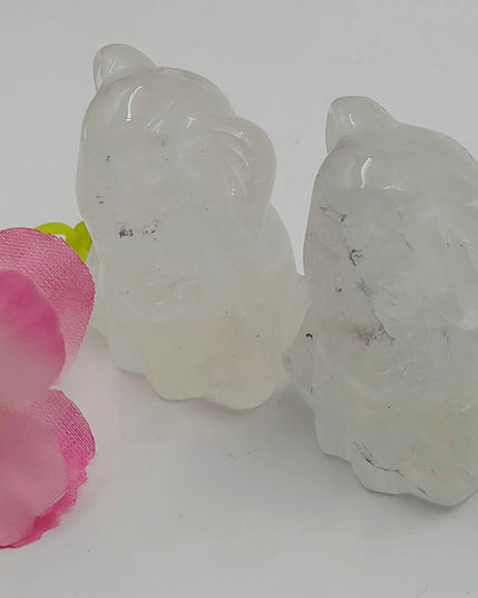 Sitting clear quartz elephant carvings