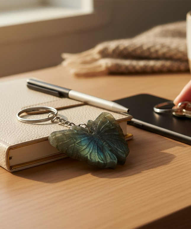 Labrodorite Butterfly keychain