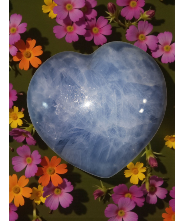 Blue calcite heart