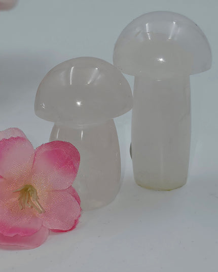 Milky quartz mushrooms