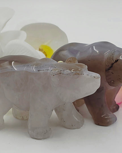 Agate bear carvings