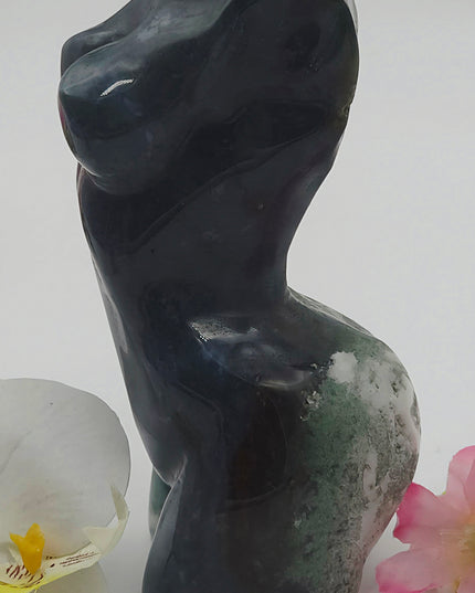 Absolutely Stunning Moss Agate Lady Body Carving