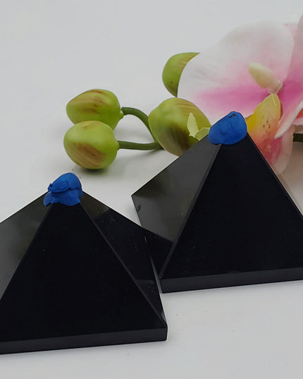 Black Agate Pyramid Carvings
