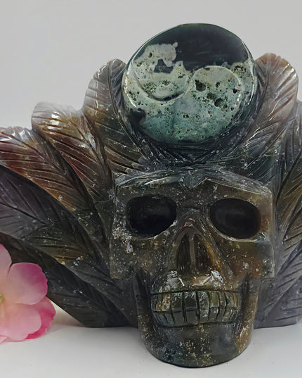 Ocean Jasper Skull Carving