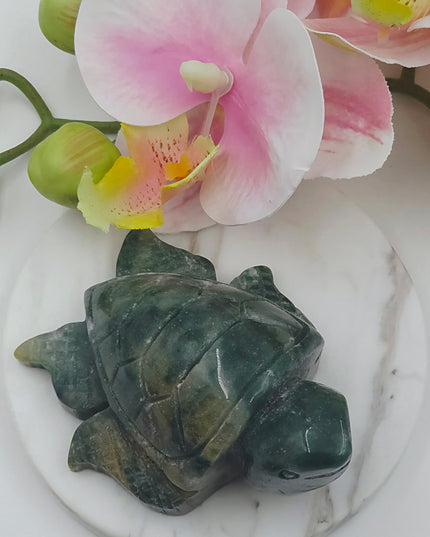 Ocean Jasper Turtle Carving