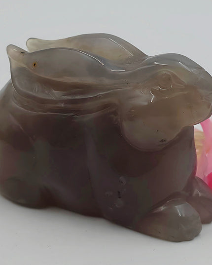 Agate bunny carvings
