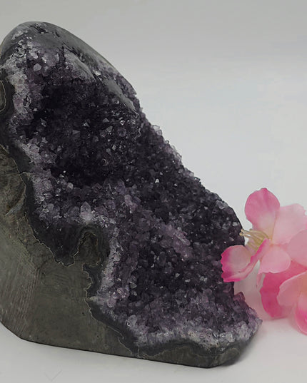 Black amethyst geode