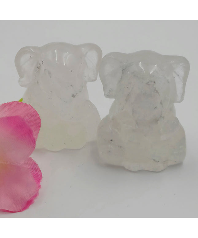 Sitting clear quartz elephant carvings