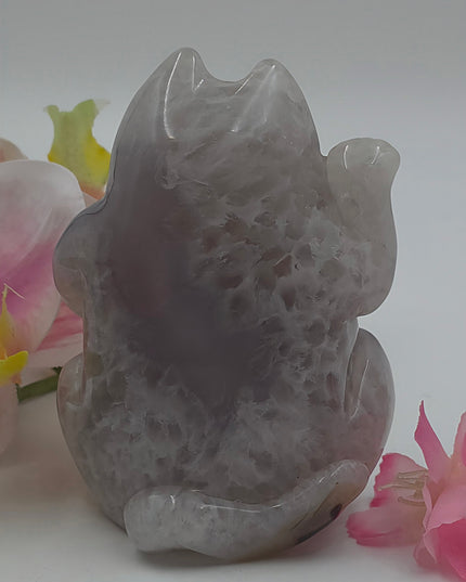 Lucky cat agate carving lrg