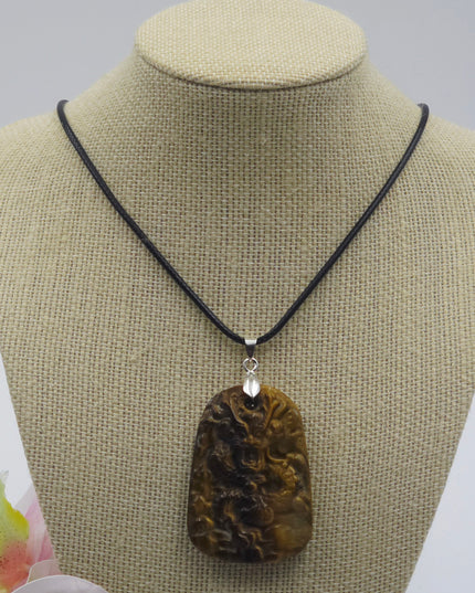 Tigers Eye dragon pendant