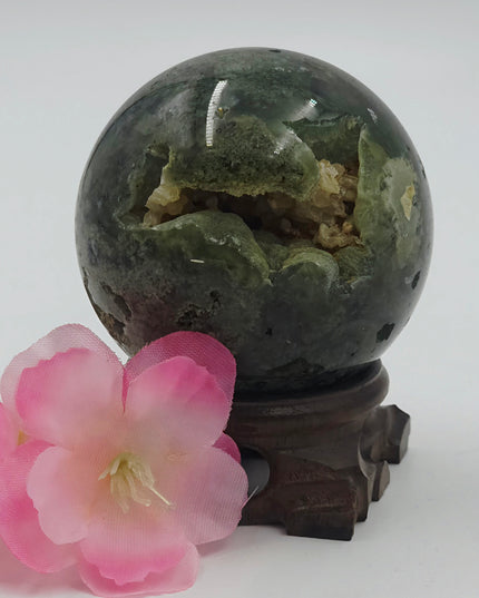 Prehnite and moss sphere