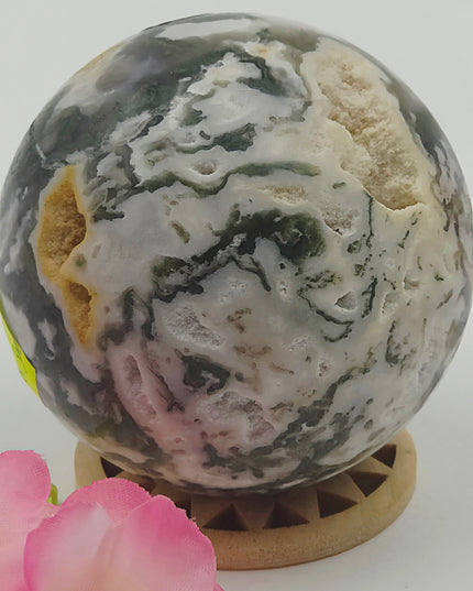 Druzy Moss Agate Sphere