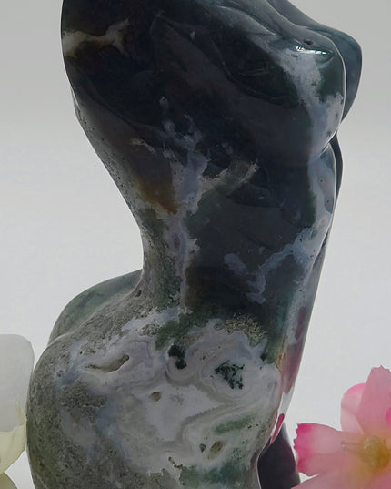 Absolutely Stunning Moss Agate Lady Body Carving