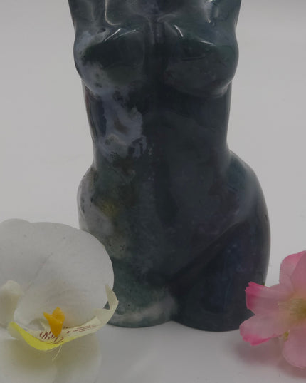 Absolutely Stunning Moss Agate Lady Body Carving