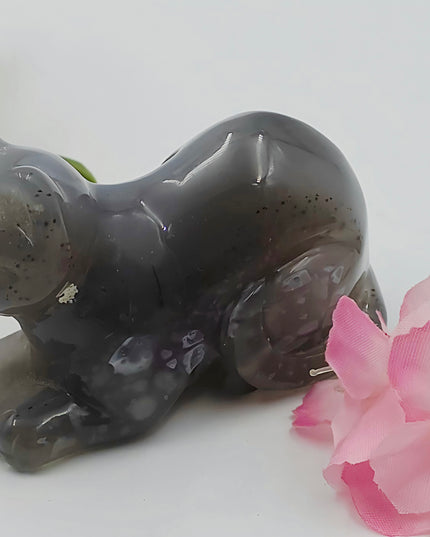 Agate sitting cat crystal carving