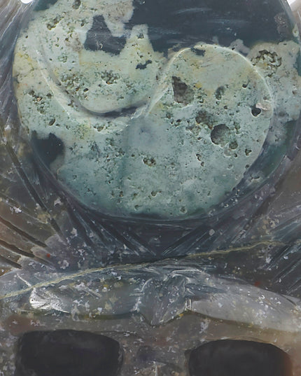 Ocean Jasper Skull Carving