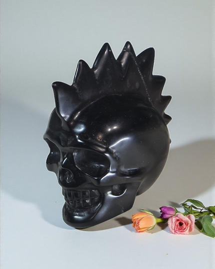 Obsidian Mohawk skull