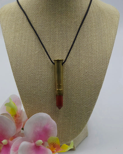 Gemstone bullet brass pendant