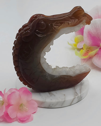 Carnelian Agate Crocodile Carving