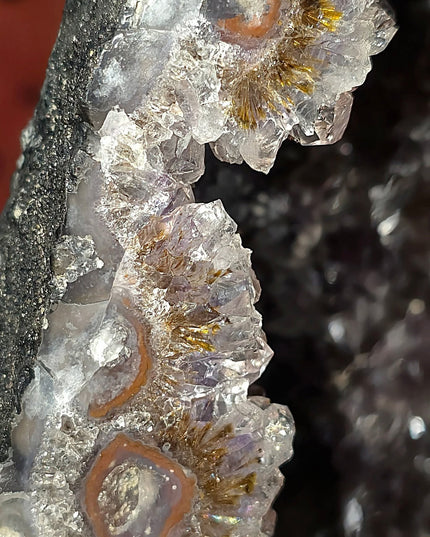 💗Dazzling 9.2kg Brazilian amethyst cave showcasing rare golden rutile flowers, calcite, hemitite & moss inclusions