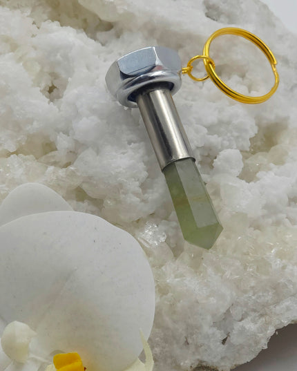 Handmade Gemstone bullet casing titanium bolt keychains