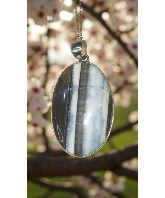 Botswana agate sterling pendant