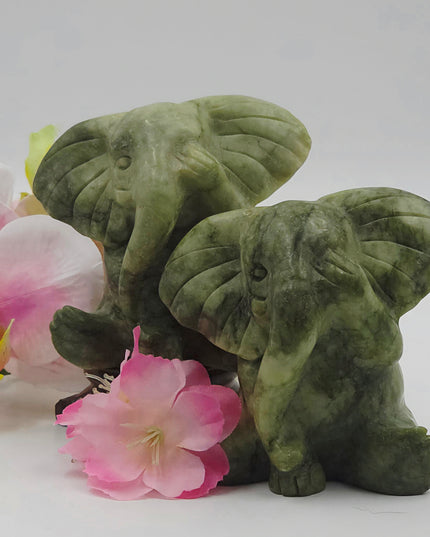 Serpentine elephant carvings