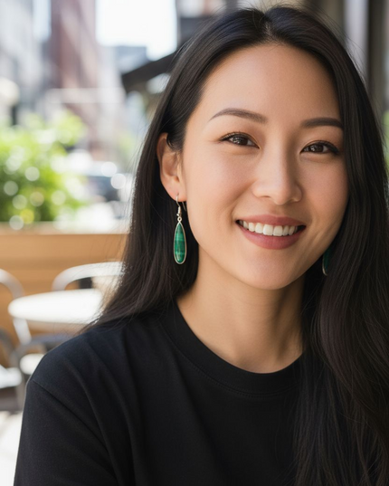 Malachite sterling silver drop earrings