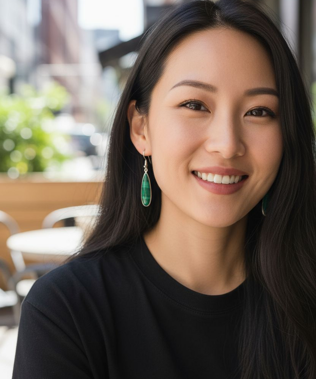 Malachite sterling silver drop earrings