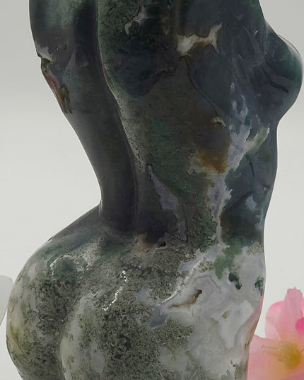 Absolutely Stunning Moss Agate Lady Body Carving
