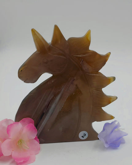 AGATE UNICORN FREESTANDING CARVINGS
