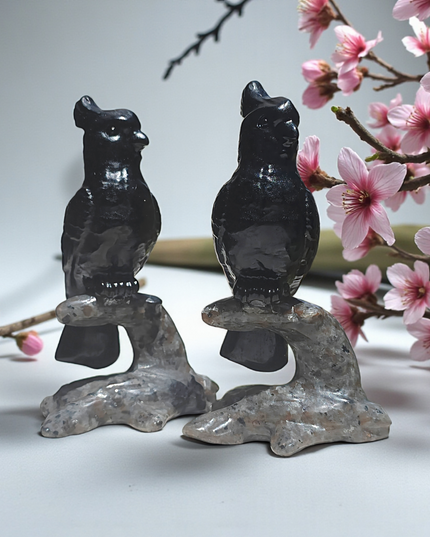 Obsidian & Yooperlite parrot carving