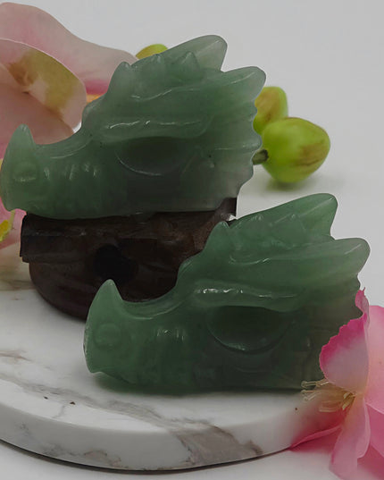 Green Aventurine dragon skulls