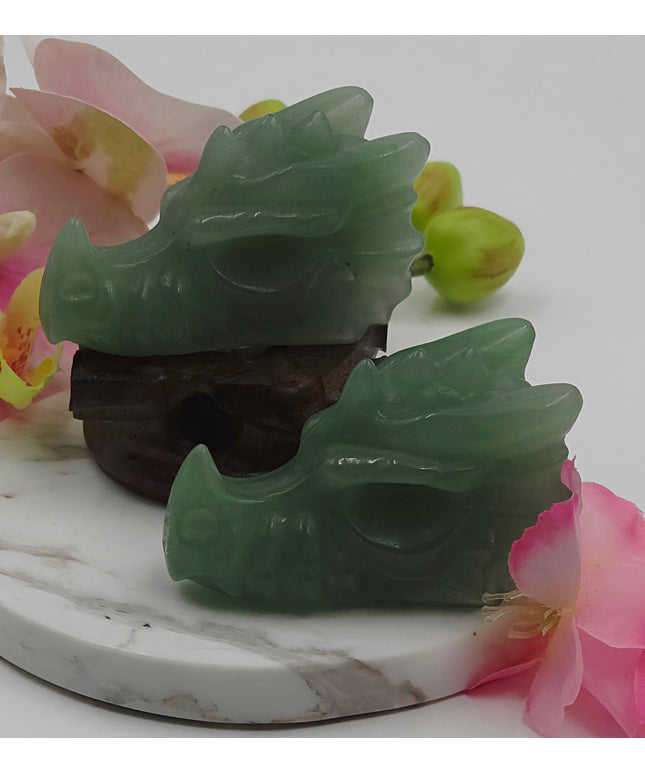 Green Aventurine dragon skulls
