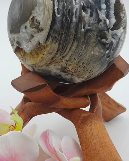 Black Chalcedony Druzy Sphere