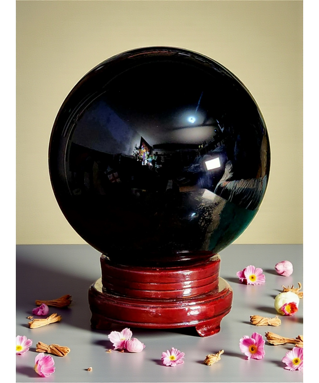 Massive 10.7kg black obsidian sphere